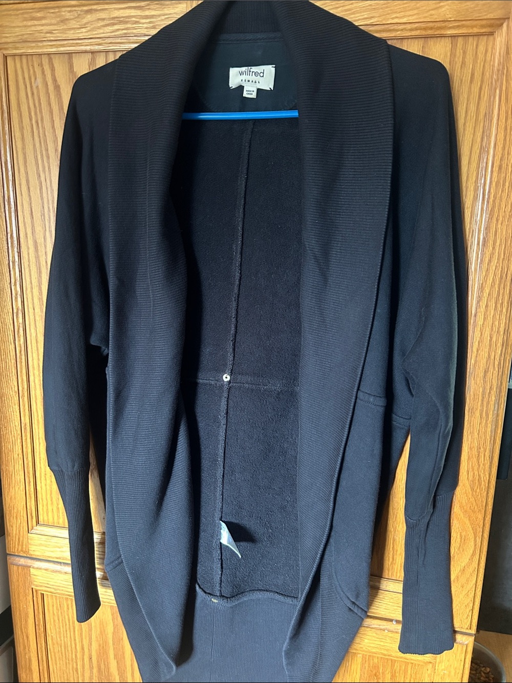 Wilfred Black Open-Front Shawl Collar Cardigan